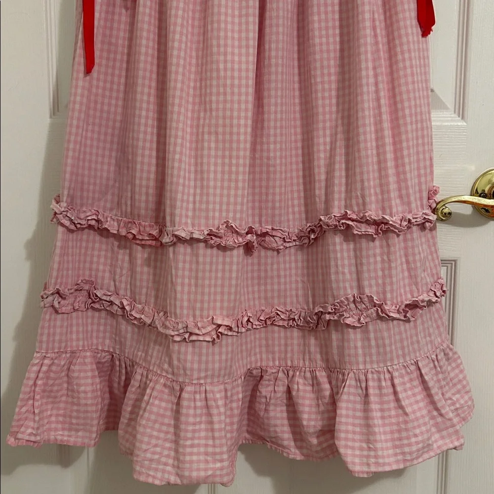 Damson Madder x Free People Pink Gingham Olivia Ruffle Midi Skirt Size 14, US 10 - Picture 10 of 16